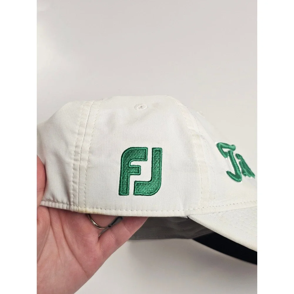 Titleist Hat Strapback White Green Pro V1 FJ FootJoy Golf Performance Casual Men